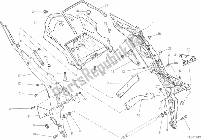 Todas as partes de Quadro Traseiro Comp. Do Ducati Multistrada 1200 Enduro USA 2018